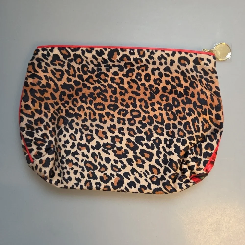 Estee Lauder Leopard Print & Butterfly Roses Cosmic/Toiletry‎ Soft Makeup Bag